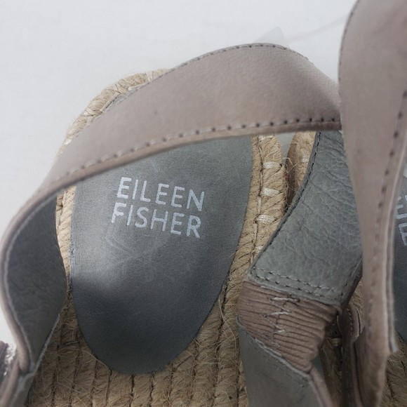 Eileen Fisher Max Womens Leather Ankle Strap Espadrilles Sandals cement grey 6 - Picture 7 of 14